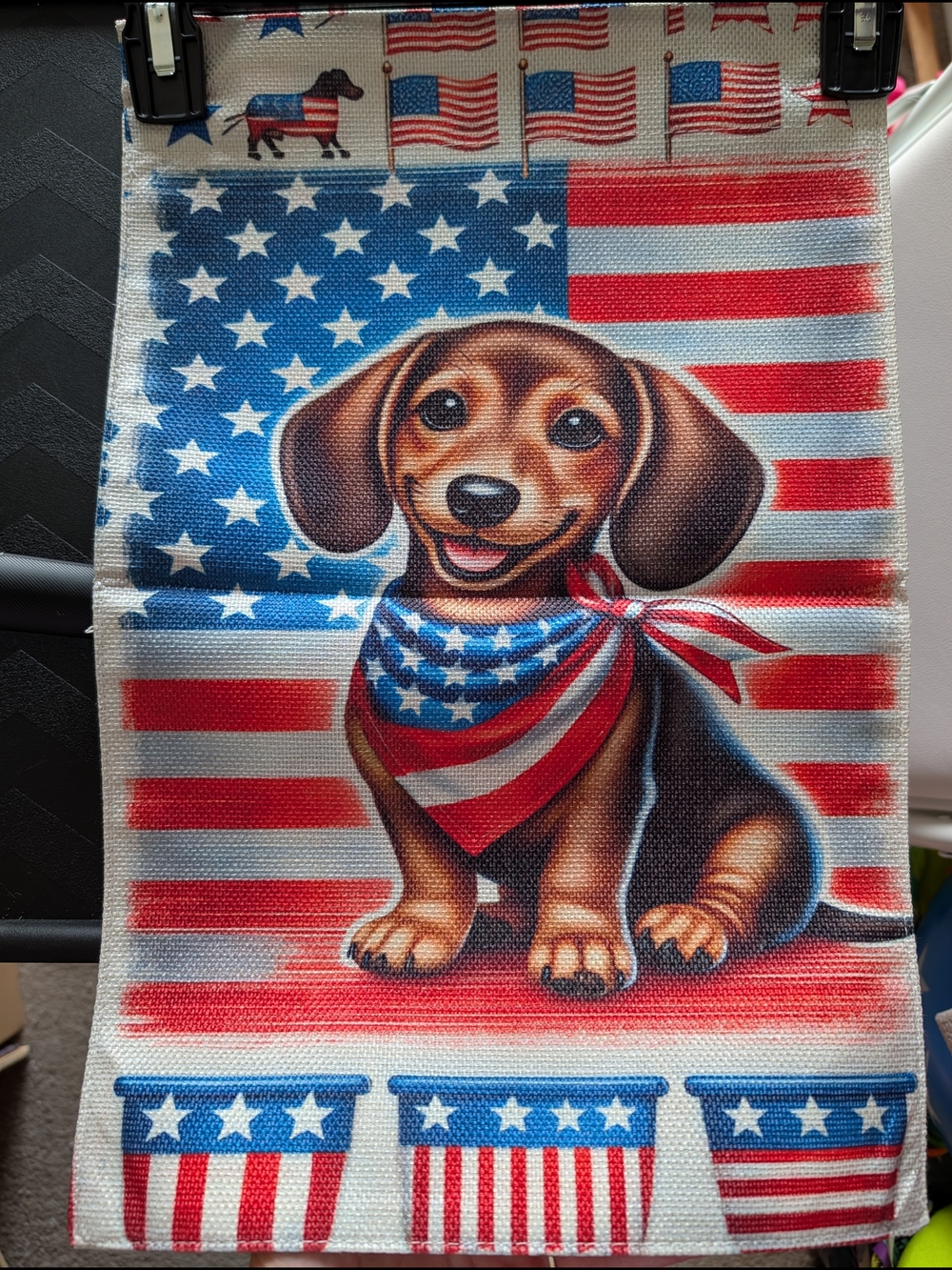 Patriotic Dachshund Dog Flag Banner